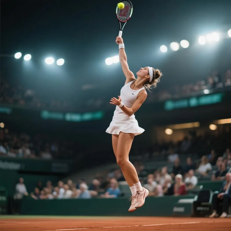 女子网球运动员在比赛中